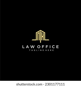 logotipo de monograma inicial de NK para la oficina de leyes con imagen de diseño de la oficina del hogar