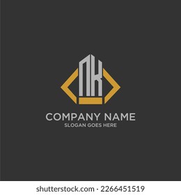 NK initial monogram logo for real estate with building style