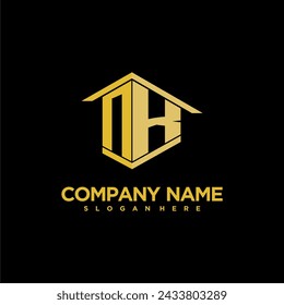 NK initial monogram logo for real estate with creative building style design