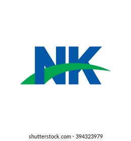 NK initial overlapping swoosh letter logo blue green