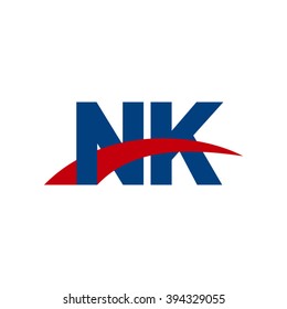 NK initial overlapping swoosh letter logo blue red