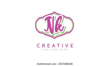 Iniciales Nk, vector de logotipo de escritura a mano