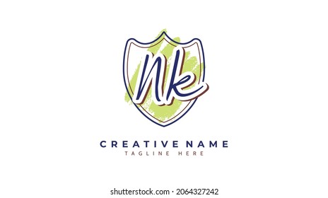 Nk Initials, handwriting logo vector
