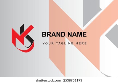 Logotipo de las iniciales NK con una combinación de rojo y negro