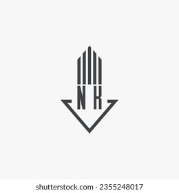 Ilustración del material del logotipo inmobiliario de NK. vector de logotipo