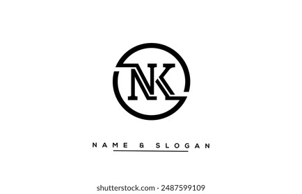 NK, KN Abstract Letters Logo Monogram