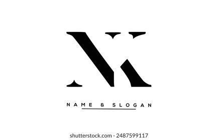 NK, KN Abstract Letters Logo Monogram