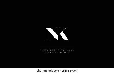 NK KN abstract vector logo monogram template