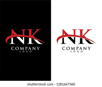 nk, kn initial letter logotype company logo swoosh design vector
