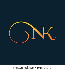 NK or KN initials monogram letter text alphabet logo design