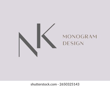 NK or KN letter logo icon design. Classic style luxury initials monogram.