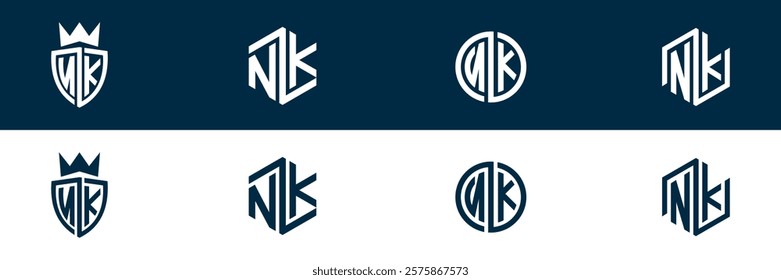 NK KN letter logo set design