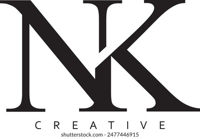 NK or KN letter modern logo design