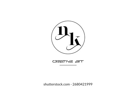 Monograma del logotipo de las letras abstractas de NK, KN, N, K