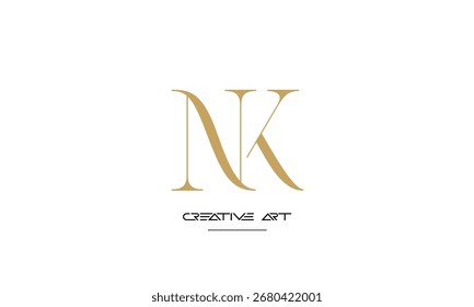 Monograma del logotipo de las letras abstractas de NK, KN, N, K