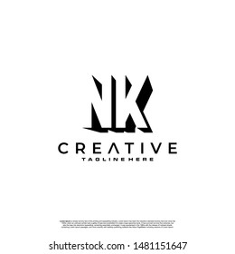 NK Letter Initial Logo Design in shadow shape design concept