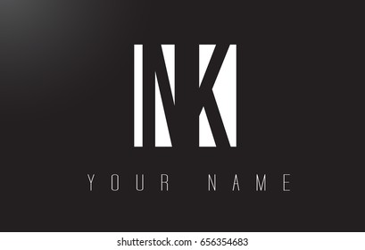 NK Letter Logo With Black and White Letters Negative Space Design.