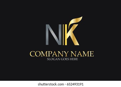 Nk Letter Logo Design Golden Metal Stock Vector (Royalty Free ...