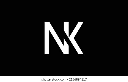 NK letter logo design. NK logo. White NK letter logo design.
