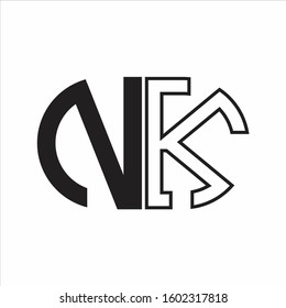 NK Letter logo monogram with oval shape negative space design template white background