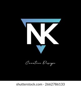 Logotipo de la letra de NK en triángulo - monograma moderno del gradiente para la marca y el diseño de la identidad