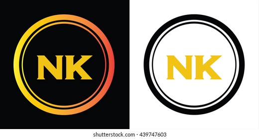 NK letters icon design template elements in abstract background logo, design identity in circle, alphabet letter