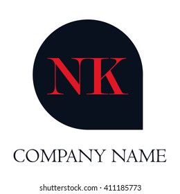 NK Letters red , Abstract black background logo, Design identity in shape, Alphabet letter