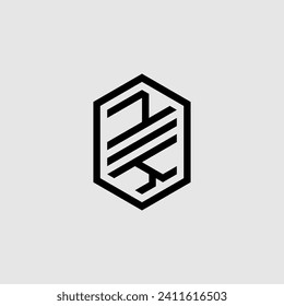 NK line geometric monogram with high quality professional design that will print well