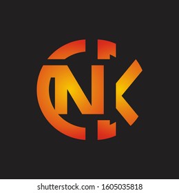 NK Logo monogram with cutting line style isolated on colors