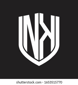 NK Logo monogram with emblem shield design isolated on black background