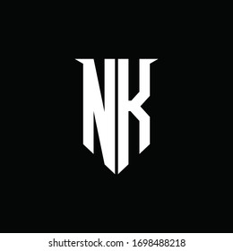 NK logo monogram with emblem shield style design template