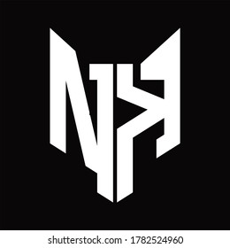 NK Logo monogram with fox head shape design template