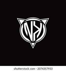 Monograma de logotipo NK aislado con forma de círculo y tres plantillas de diseño de flecha