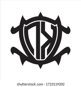 NK Logo monogram isolated with frame shield shape design template