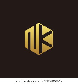 NK Logo Monogram with Negative space gold colors
