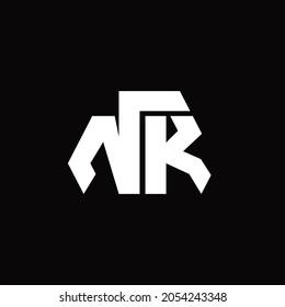NK Logo monogram with octagon shape style design template on black background