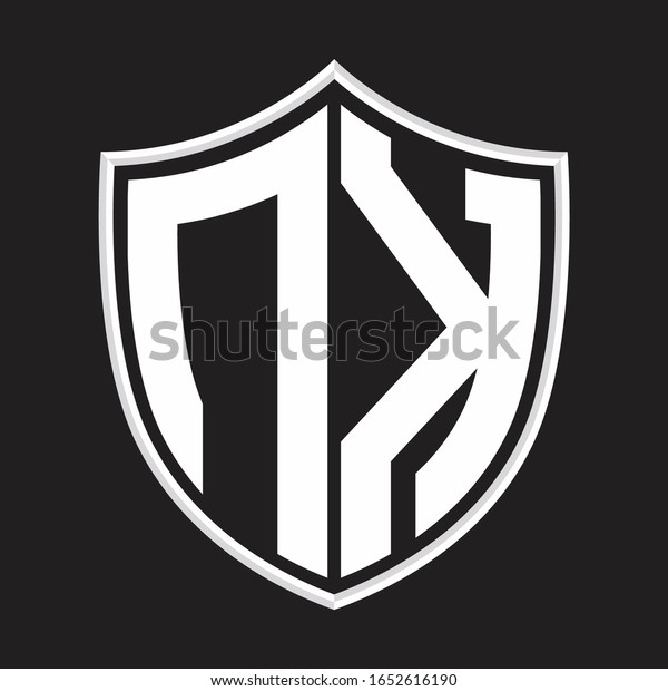 Nk Logo Monogram Shield Shape Isolated Stock Vector (Royalty Free ...