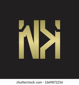 NK Logo with squere shape design template with gold colors