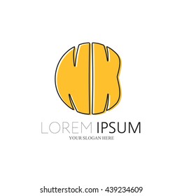 NK Logo. Vector Graphic Sphere Branding Letter Element. White Background