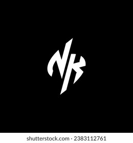 NK monogram esport logo design with cool shape concept in vector
