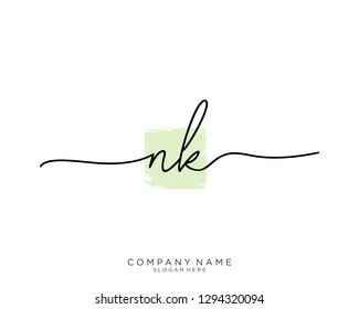 NK N K Initial handwriting logo template