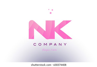 nk n k letter alphabet text pink purple dots creative company logo vector icon design template