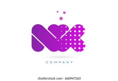 nk n k pink dots dotted letter logo alphabet creative company vector icon design template
