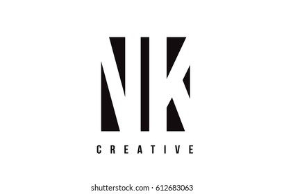 NK N K White Letter Logo Design with Black Square Vector Illustration Template.