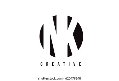 NK N K White Letter Logo Design with Circle Background Vector Illustration Template.