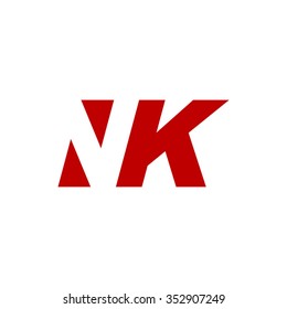 NK negative space letter logo red