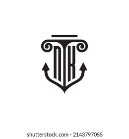 NK pillar and anchor combination concept logo in high quality design