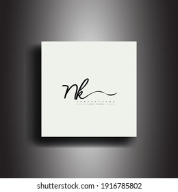 NK Signature style monogram.Calligraphic lettering icon and handwriting vector art.