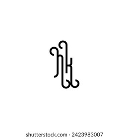 NK simple curved concept initial logo design black and white background