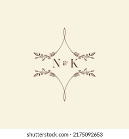 NK wedding initial logo letters in high quality professional design that will print well across any print media